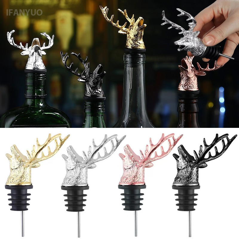 Head Racket Boom - Zinklegering Hertenkop Wijngieter Flessenhals Stop 3D