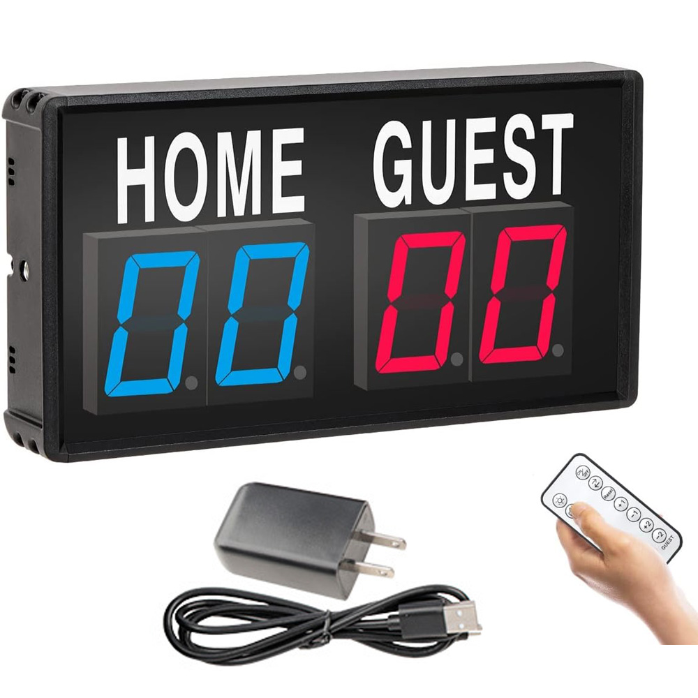 Badminton Scoreboard - Draagbaar 4-cijferig LED-scorebord Digitale scorekeeper voor
