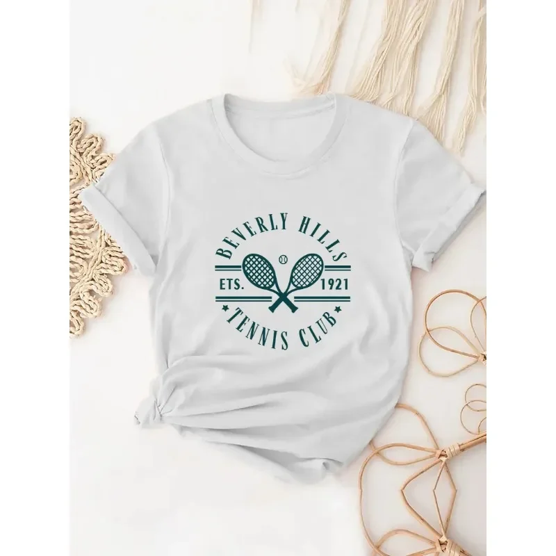 Badminton Aesthetic - Badmintonracket bedrukt T-shirt korte mouwen modieuze